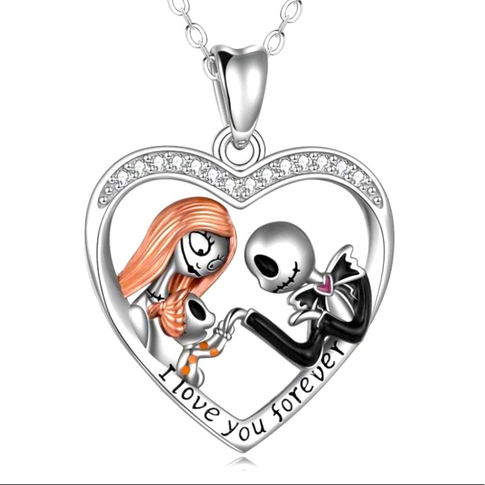 I Love You Forever Nightmare Before Christmas Jack Skellington & Sally Necklace
